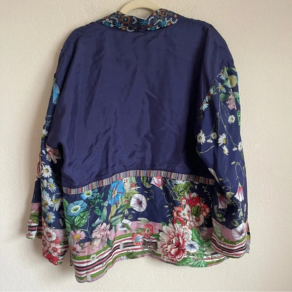 Johnny Was Tied Front Floral Teagan Reversible Silk Kimono - Picture 9 of 9